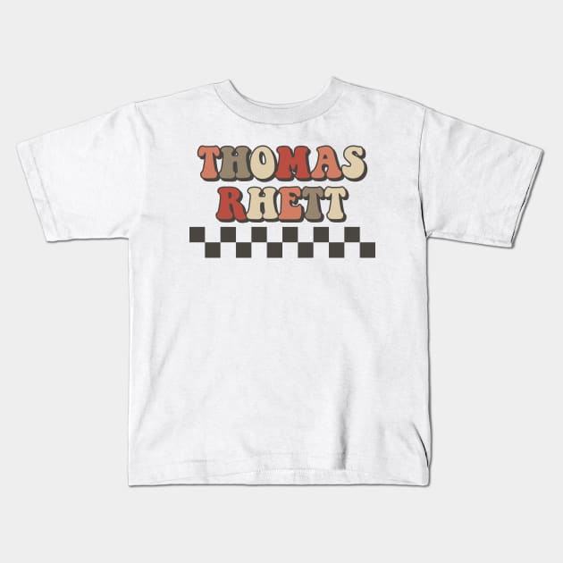 Thomas Rhett Checkered Retro Groovy Style Kids T-Shirt by Time Travel Style